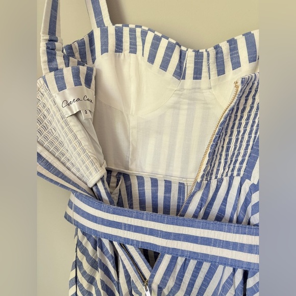 NEW Cara Cara Calypso Midi Dress Ivory Blue Striped Seersucker | US 2 UK 6 - Picture 13 of 14